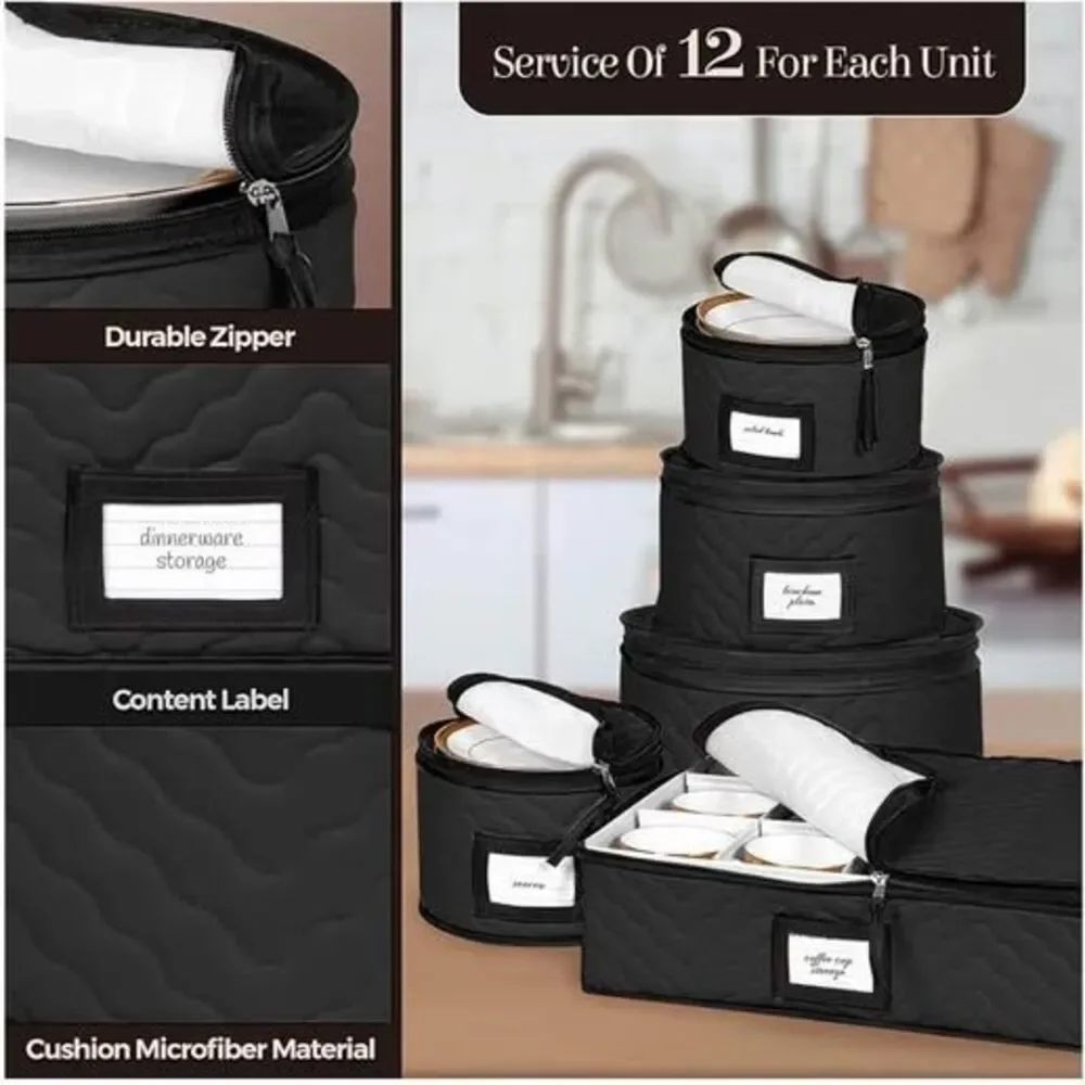 5-Piece Quilted China and Mug Storage Set